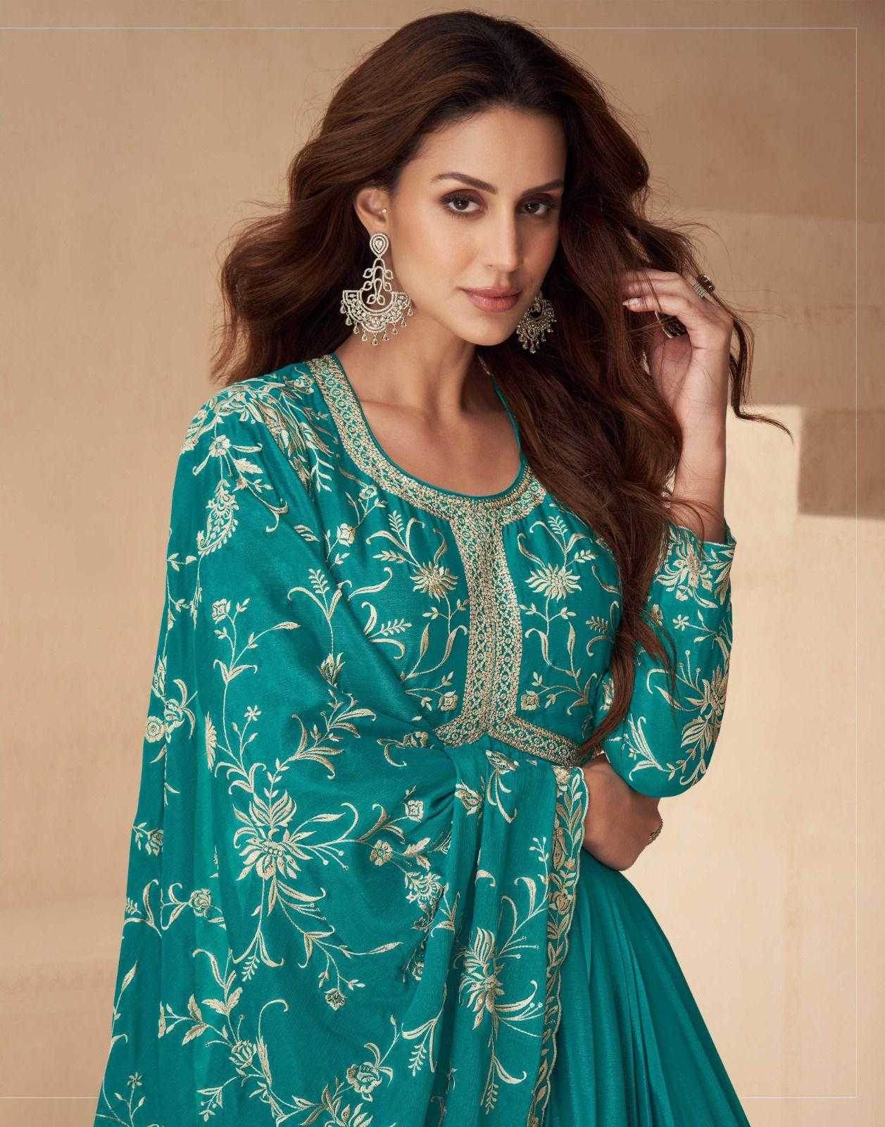 Chinon Silk Anarkali Long Gown for Elegant Occasions - MYLUXURY LANE ENTERPRISE